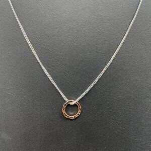 Katie Loxton Hammered Interlocking Pendant Chain Necklace Silver Tone